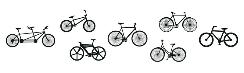 Fototapeta premium Set of bicycles on white background 