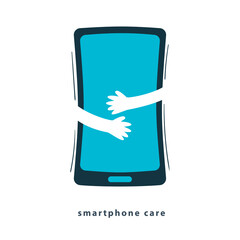 an abstract sign of The Smart phone Care. Vector Illustration