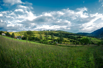 Views of the Carpathians - this is a beautiful country in the mountains of the Carpathians after sunset. Carpathians are located in Ukraine. In the Carpathians, beautiful nature.