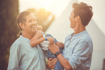 three generations together and mixed