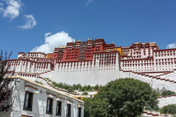 Potala palace view from street in Lhasa, Tibet, Asia