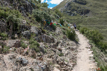 Hiking trail around Drepung monastery near Lhasa, Tibet, Asia