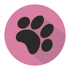 Colorful pet feet icon with long shadow effect