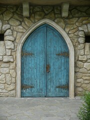 old blue wooden door