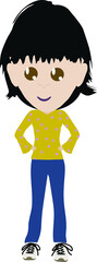 Vector Illustration Woman Posing with Hands on Hips