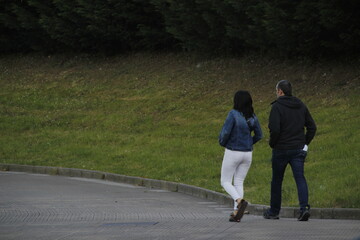 Couple walking in a park