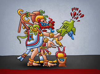 Kukulkan Mayan Aztec Deity God Prophecy Illustration.