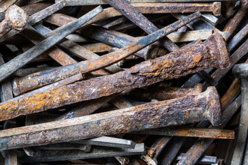 Close up of antique square nails
