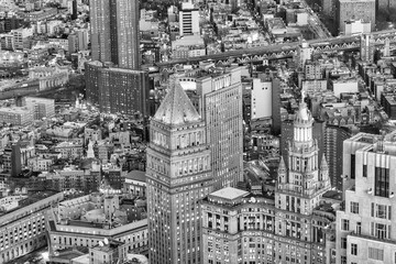 Spectacular aerial view of Manhattan skyline on a beautiful nigh