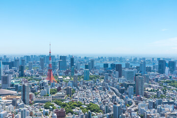 (東京都-都市風景)青空と芝公園側風景１