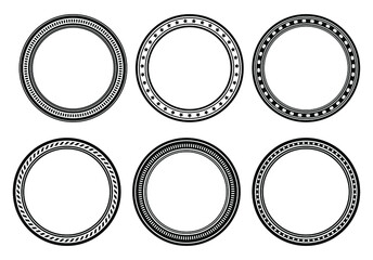 Set of six circle frames, round borders for your design.