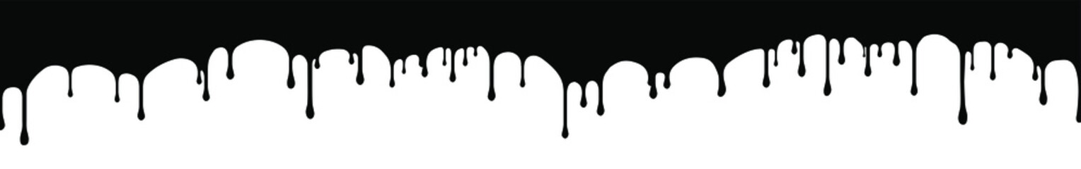 Wide black paint drips background. Vector illustration for your design. 