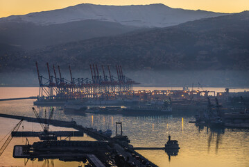 Obraz premium Cranes in harbour in Beirut, capital city of Lebanon