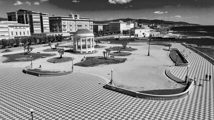 Amazing aerial view of Mascagni Square in Leghorn, Tuscany