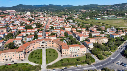 Amazing aerial view of Livorno coastline, Tuscany