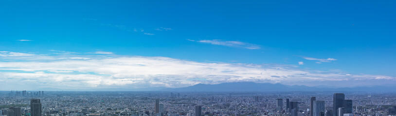 (東京都-風景パノラマ)青空と渋谷方面風景４