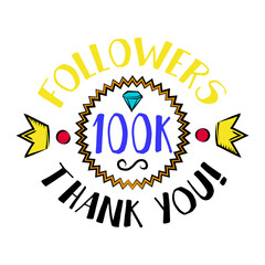 100k followers! Thank you badge screen