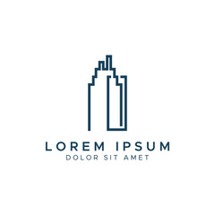 Letter I line building logo vector design template