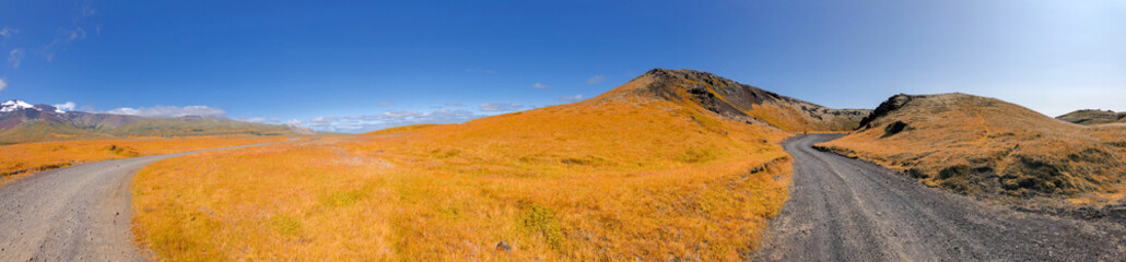 Amazing crater of Iceland, panoramic view in summer season