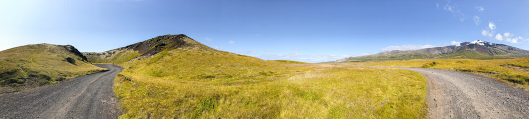 Amazing crater of Iceland, panoramic view in summer season