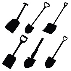A set of shovels for cleaning and land work. Vector image.