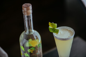 cocktail with lime and ice