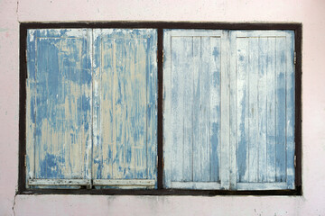 Old window background with peeling paint