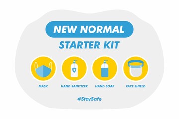New Normal Starter Kit - Vector Flat Design Illustration : Suitable for Lifestyle Theme, Education Theme, Health / Medical Theme, Infographics and Other Graphic Related Assets.