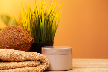 Natural cosmetics for spa treatments and coconut-based skin care