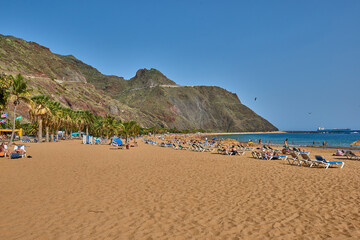Playa de las Teresita ,Tenerife, Spain - 15 november 2015: Famous beach Playa de las...