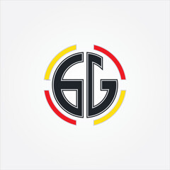 GG monogram logo with a broken circle line