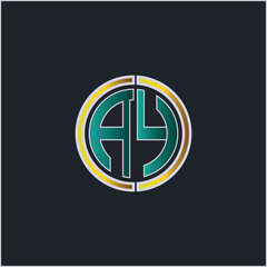 Fototapeta premium AY initial monogram logo with a circle of color combination of gold and green