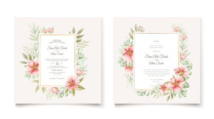 beautiful wedding invitation card with floral wreath