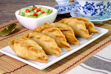 Chicken curry puff, famous snack in South East Asia. Halal food