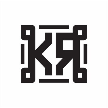 recommend clip art: KR Logo monogram with piece line art design template on white background