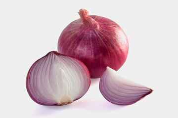 Red onions isolated on a white background