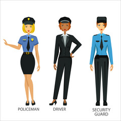 Naklejka premium Women working in hard job set