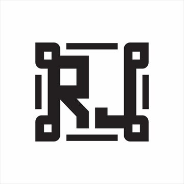 recommend clip art: RJ Logo monogram with piece line art design template on white background