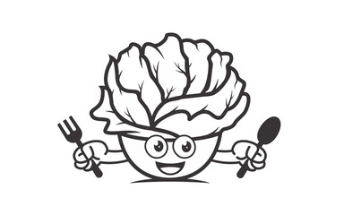 illustration of salad vegetarian health food on the bowl