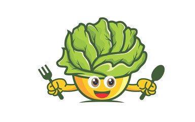 illustration of salad vegetarian health food on the bowl