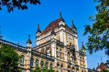 Fototapeta na wymiar Mumbai India Nov 9th 2019: The main building of Elphinstone College, an institution of higher education affiliated to the University of Mumbai. Established in 1856, it is one of the oldest colleges.