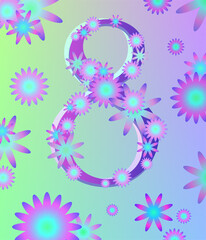 8 March, Women Day vibrant gradient gift card