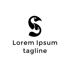 Initial Letter S Bird Logo Design Template