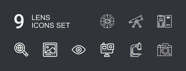 Editable 9 lens icons for web and mobile