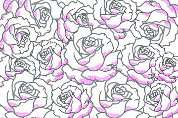 textile or fabric design rose pattern with white background.