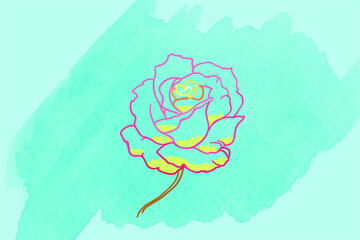 textile or fabric design rose pattern with blue background.