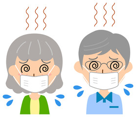 マスクが暑い高齢の夫婦