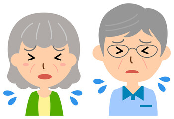 暑さに苦しむ高齢の夫婦