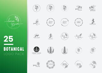 Creative Botanical Logo templates. Modern logo design with leaves, branch and wreath. Can be used for health care, florist, photography, wedding, flower shop, cosmetics, spa and wellness, beauty