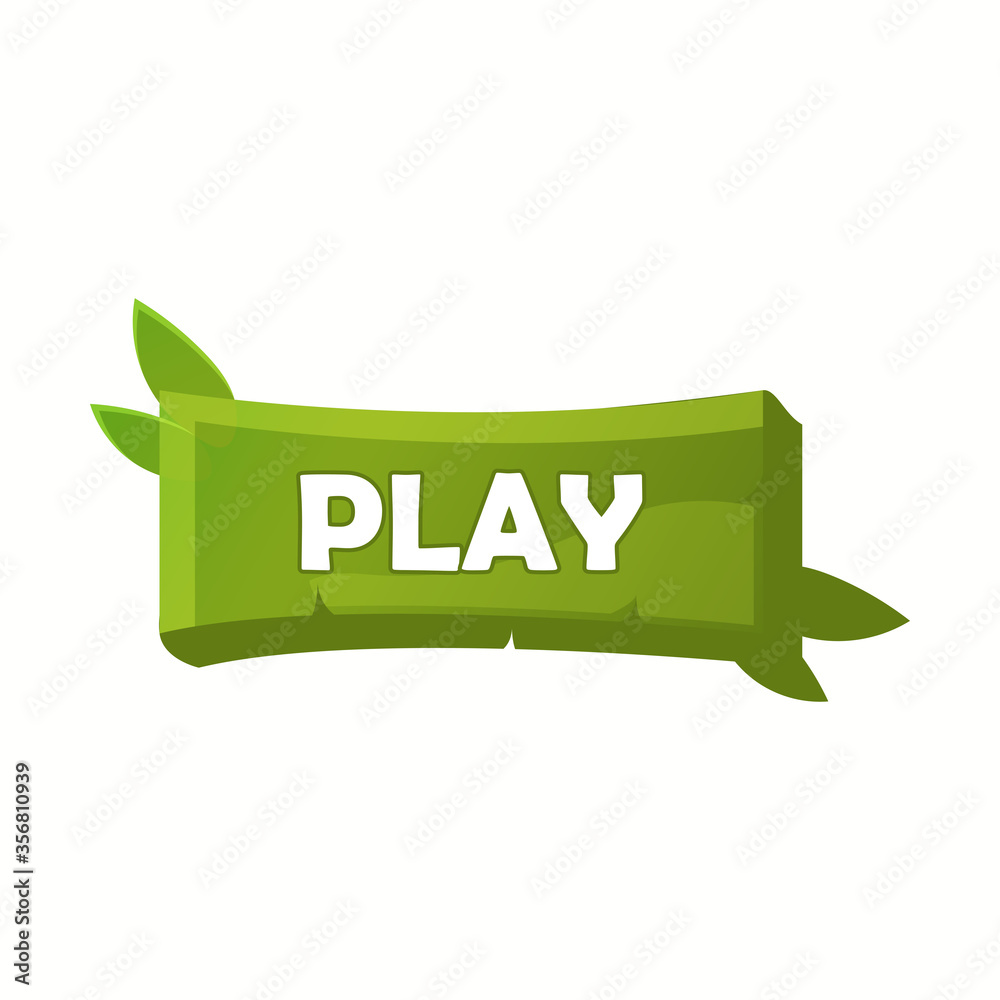 Wall mural jungle leaf bamboo button game elements icon ui. for 2d games vector illustration